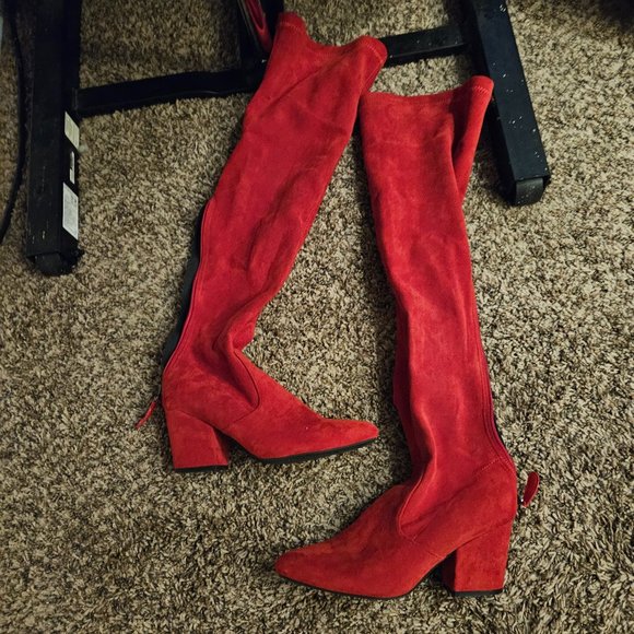 Knee high red boots NWOT free shipping - Picture 1 of 3